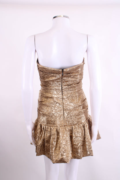 Nadine Merabi Strapless Foil Dress Gold 10 | O/S, Gold