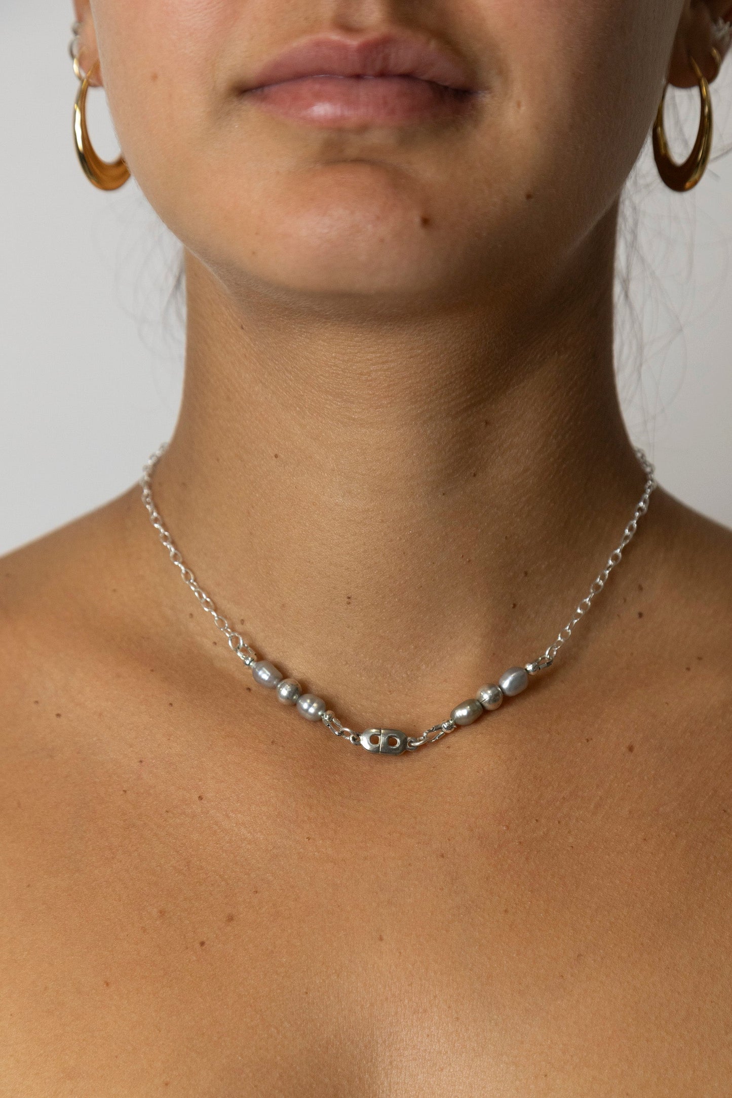 VT Rework : CD Faux Pearl Cable Chain Necklace