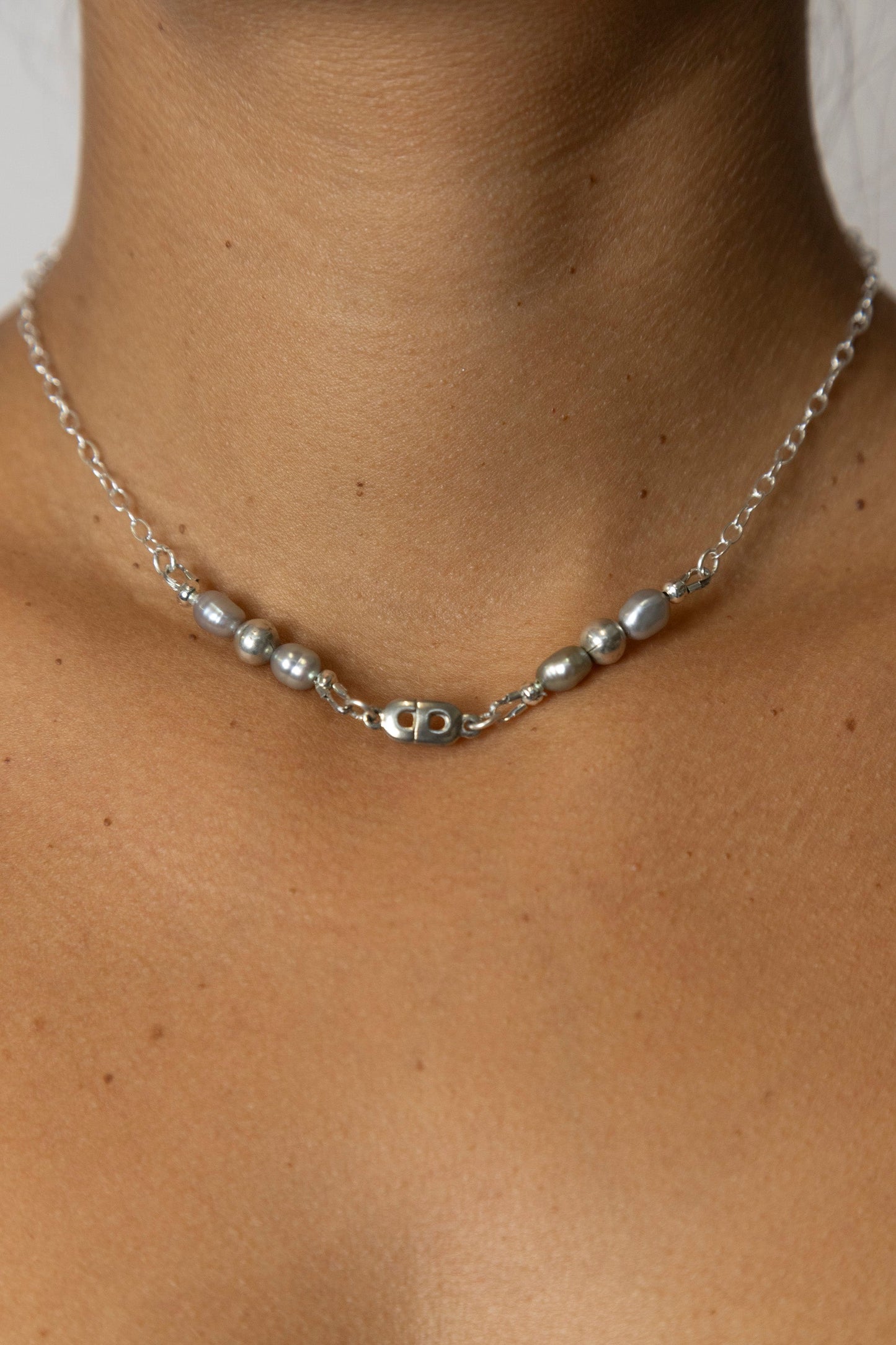 VT Rework : CD Faux Pearl Cable Chain Necklace