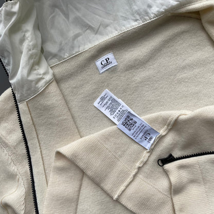 C.P. Company Cream Hybrid Zip-Through Knit Jacket | Large, Cream