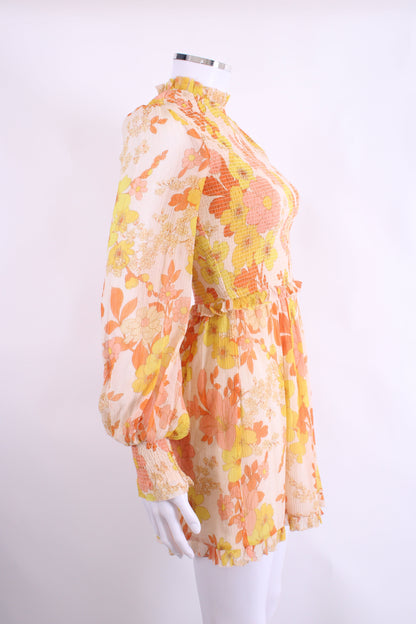 Zimmermann L/S Floral Dress Cream/ Yellow 8 | O/S, Cream