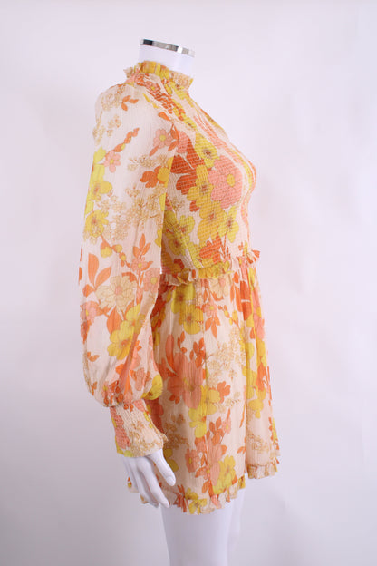 Zimmermann L/S Floral Dress Cream/ Yellow 8 | O/S, Cream