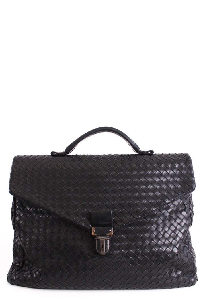 Bottega Veneta Nappa Intrecciato Briefcase Business Bag Black Leather | O/S, Black