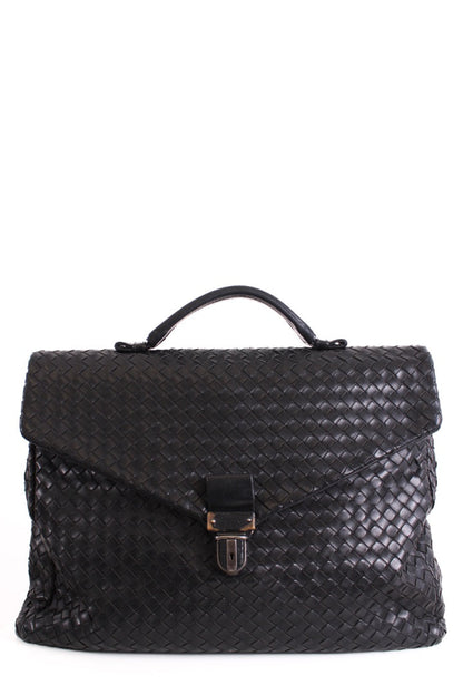 Bottega Veneta Nappa Intrecciato Briefcase Business Bag Black Leather | O/S, Black