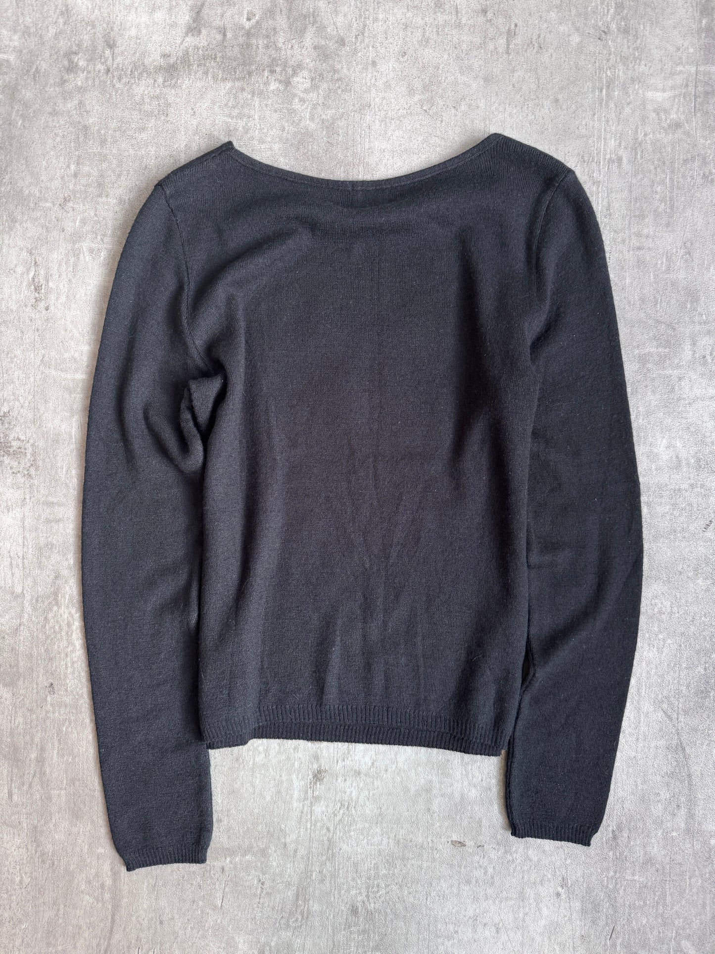 ICEBERG Jeans Logo Patch Black Wool Blend L/S Tee