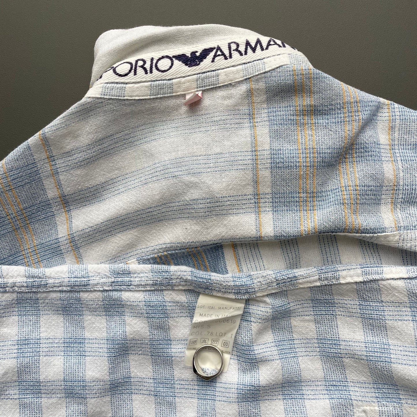 Emporio Armani Blue & White 80s Varied Flannel Shirt | Medium, Blue