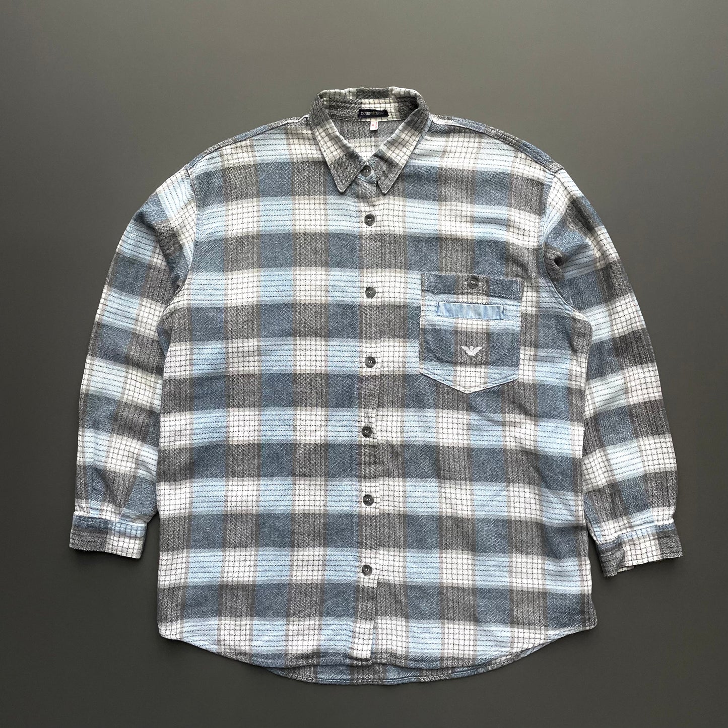 Emporio Armani Blue 80s Flannel Shirt | Medium, Blue
