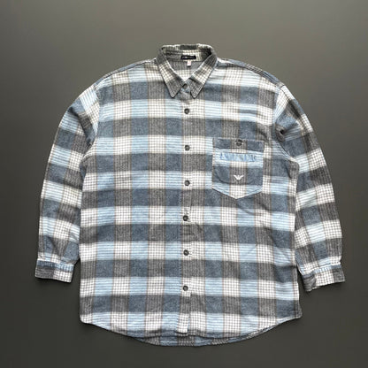 Emporio Armani Blue 80s Flannel Shirt | Medium, Blue