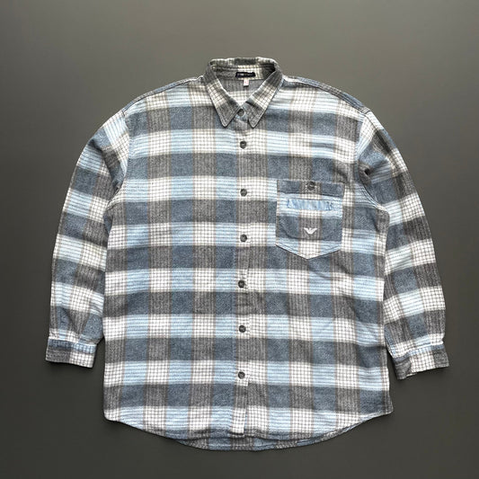 Emporio Armani Blue 80s Flannel Shirt | Medium, Blue