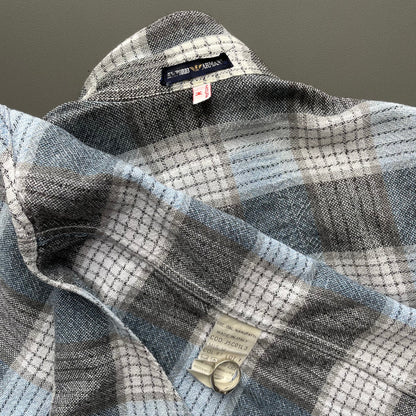 Emporio Armani Blue 80s Flannel Shirt | Medium, Blue