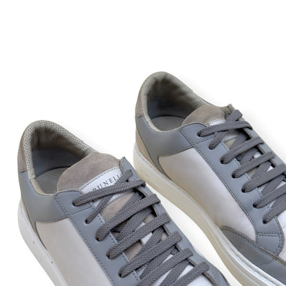 BRUNELLO CUCINELLI SUEDE / LEATHER SNEAKER GREY / WHITE 43 / UK9 | UK 9, Grey