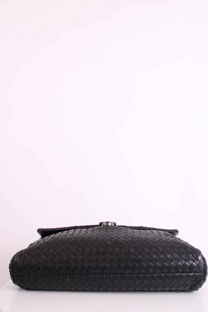 Bottega Veneta Nappa Intrecciato Briefcase Business Bag Black Leather | O/S, Black
