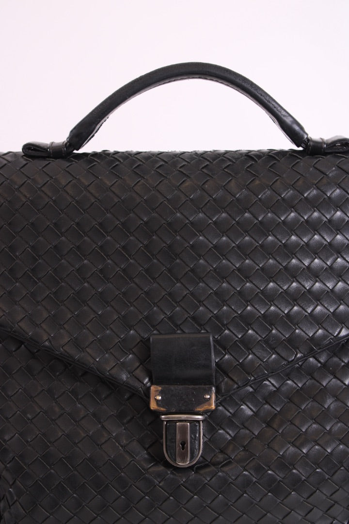 Bottega Veneta Nappa Intrecciato Briefcase Business Bag Black Leather | O/S, Black