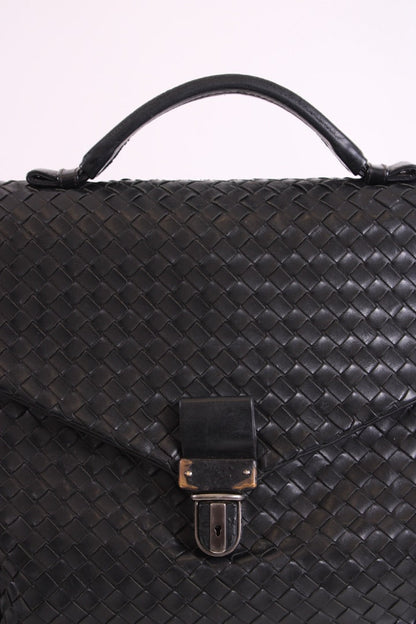 Bottega Veneta Nappa Intrecciato Briefcase Business Bag Black Leather | O/S, Black