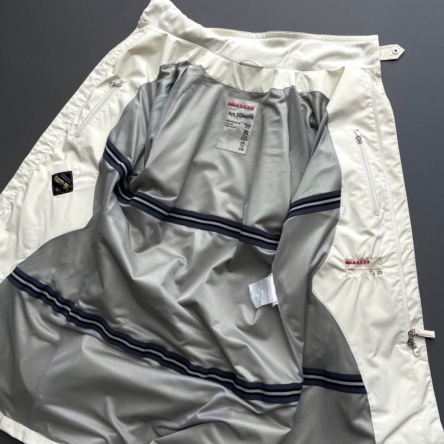 Prada Sport Cream 00s Goretex Longline Trench Coat | Large, Cream