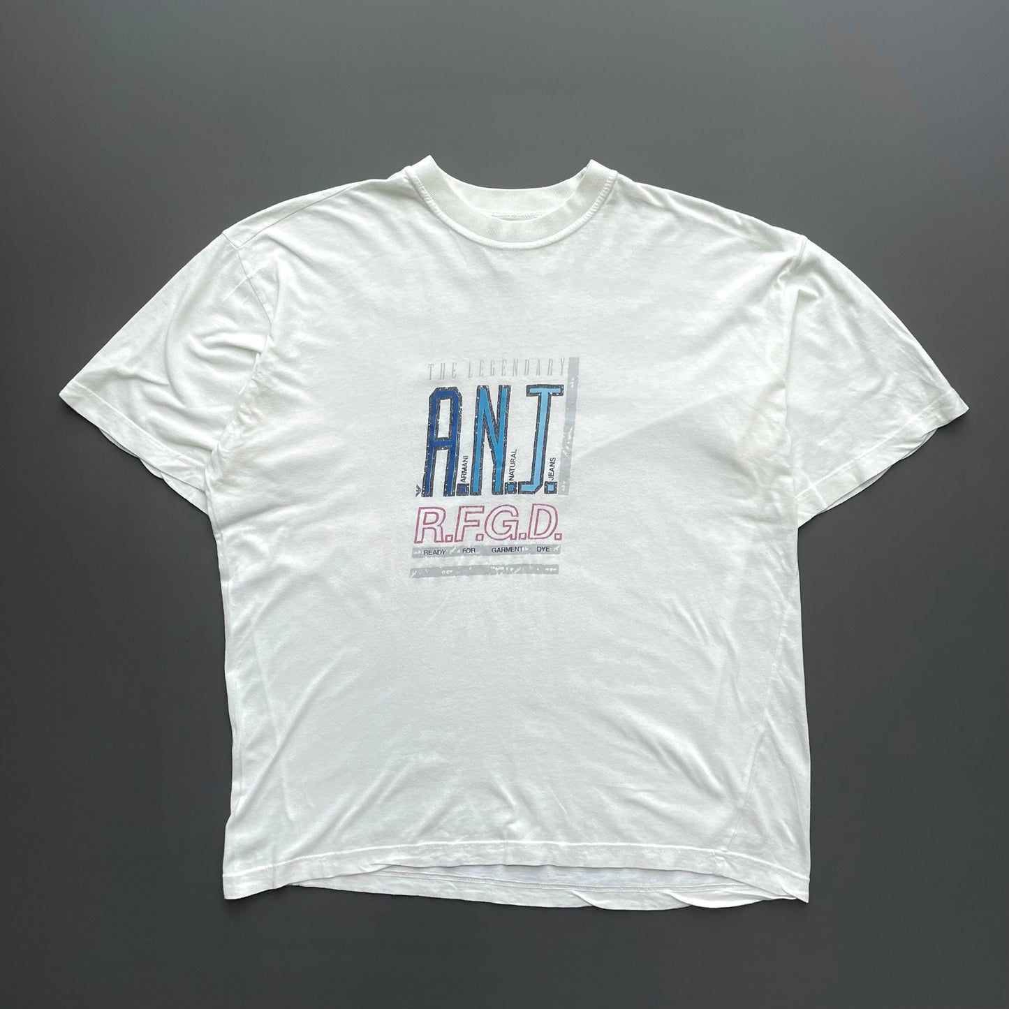 Armani Jeans Cream 90s Graphic Spellout T-Shirt | Large, Cream