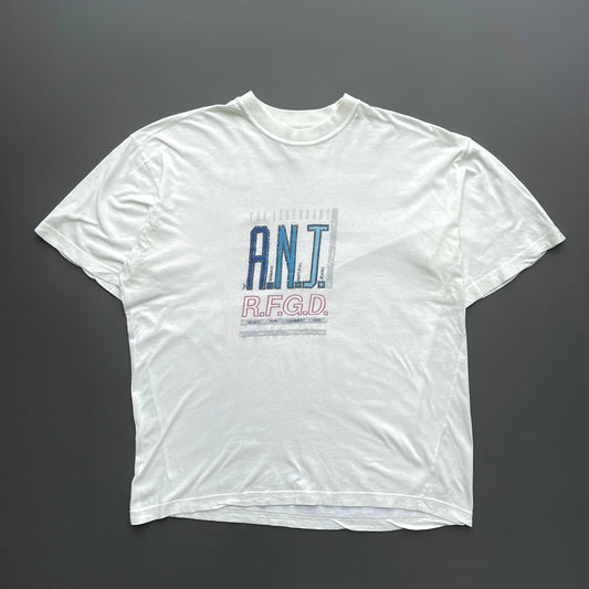 Armani Jeans Cream 90s Graphic Spellout T-Shirt | Large, Cream