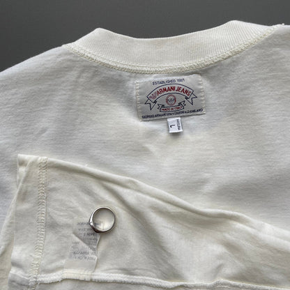 Armani Jeans Cream 90s Graphic Spellout T-Shirt | Large, Cream