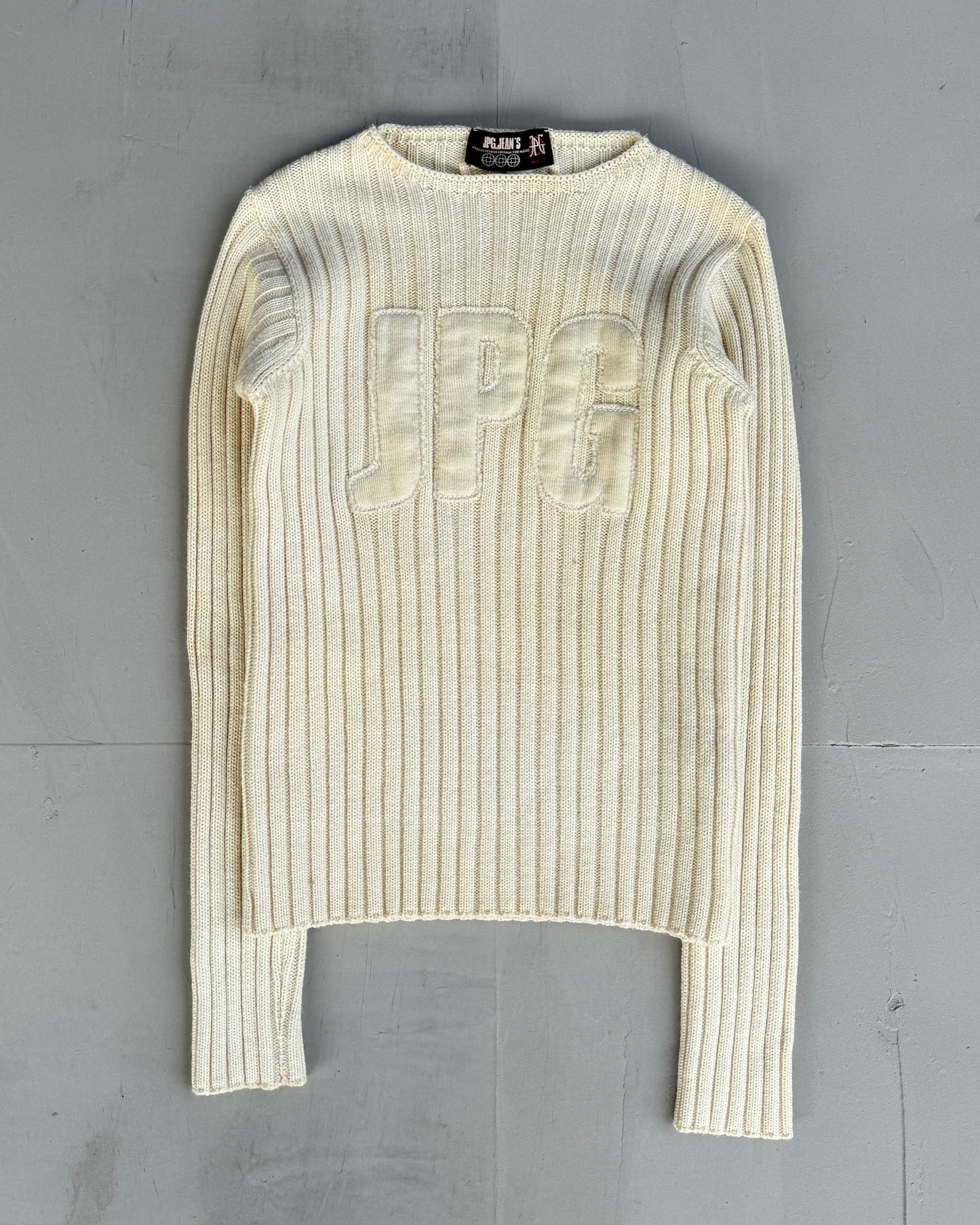 Jean Paul Gaultier JPG Jeans Logo Ribbed Knit Sweatshirt - S