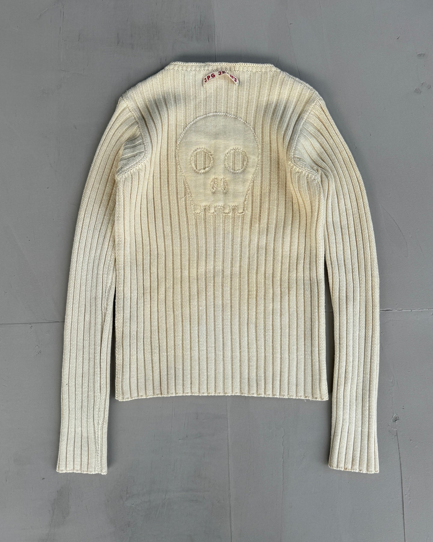 Jean Paul Gaultier JPG Jeans Logo Ribbed Knit Sweatshirt - S
