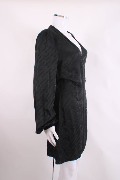 Off White L/S Monogram Wrap Dress Black 10 | O/S, Black