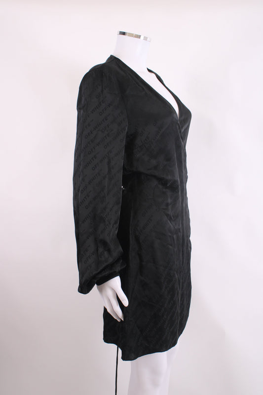 Off White L/S Monogram Wrap Dress Black 10 | O/S, Black