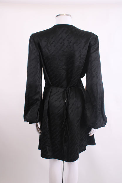 Off White L/S Monogram Wrap Dress Black 10 | O/S, Black