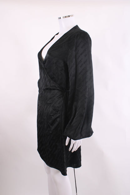 Off White L/S Monogram Wrap Dress Black 10 | O/S, Black