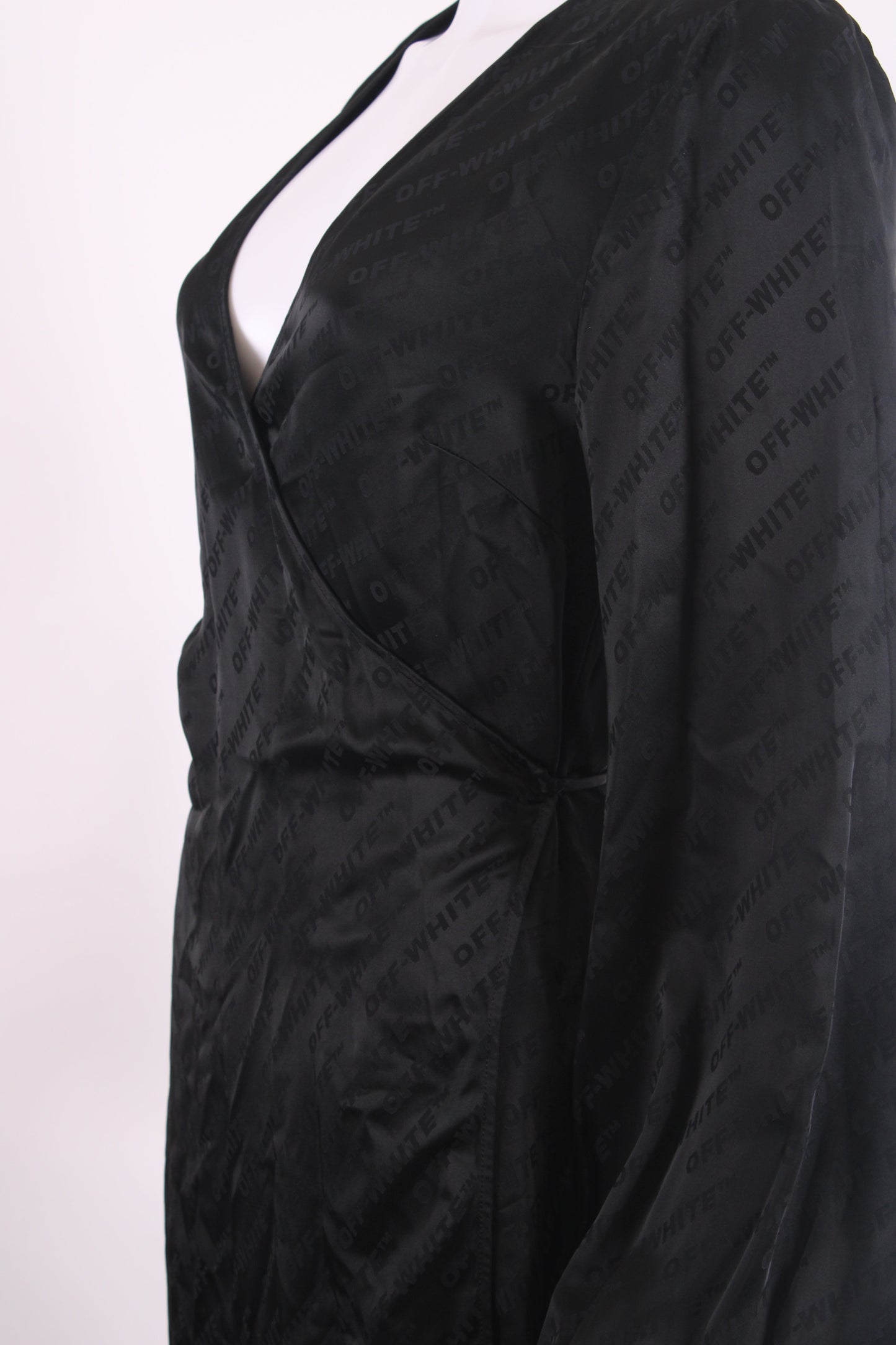 Off White L/S Monogram Wrap Dress Black 10 | O/S, Black