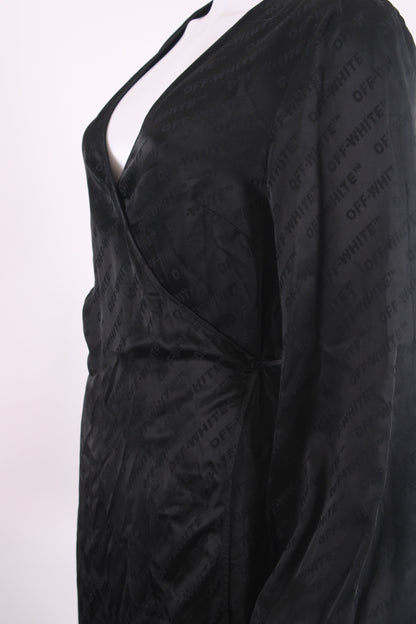 Off White L/S Monogram Wrap Dress Black 10 | O/S, Black