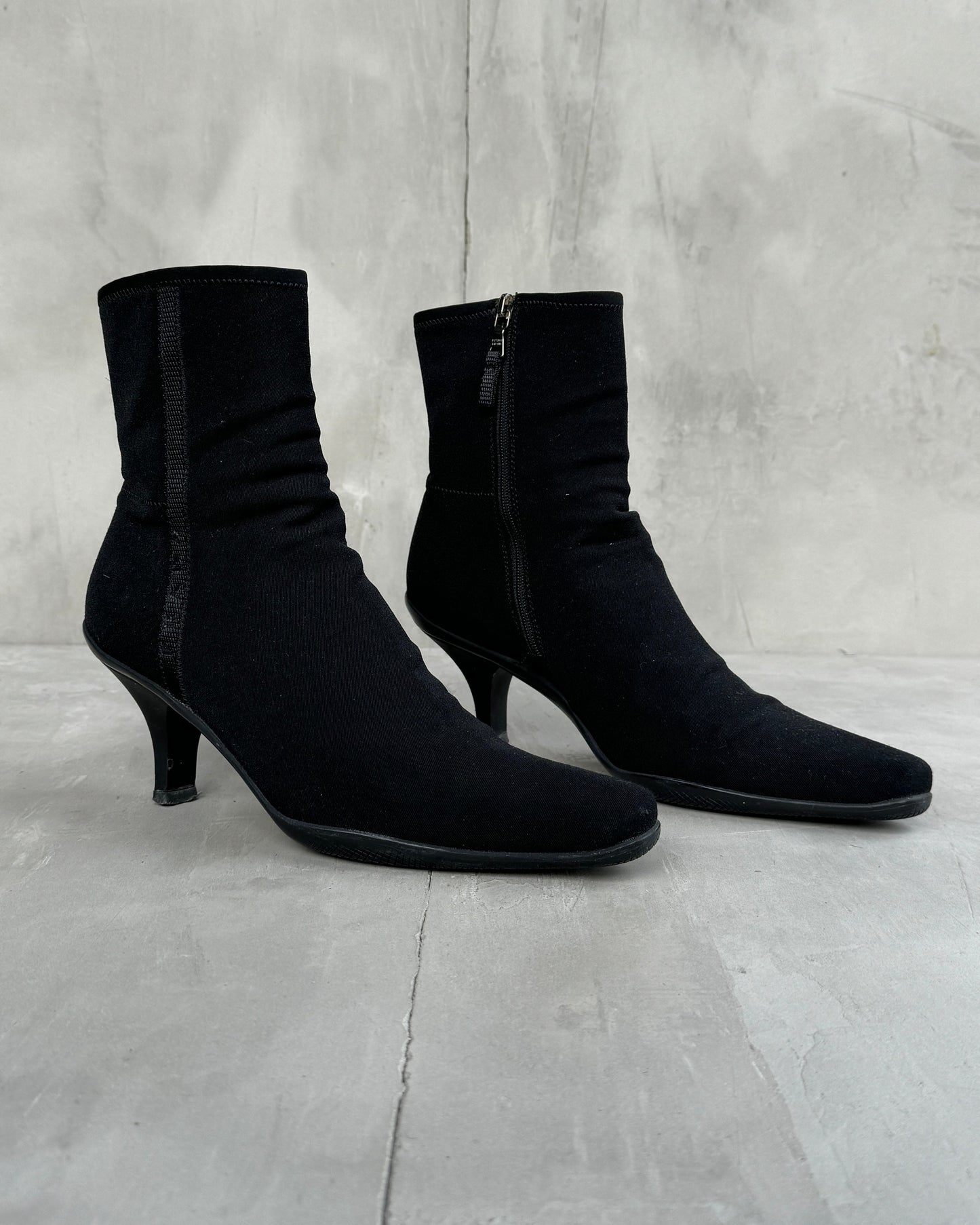 PRADA NYLON HEELED ANKLE BOOT - EU 37.5 / UK 4.5
