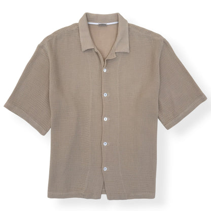 BARENA VENEZIA WAFFLE KNIT SHORT SLEEVE SHIRT BEIGE 54 / XL | XL, Beige
