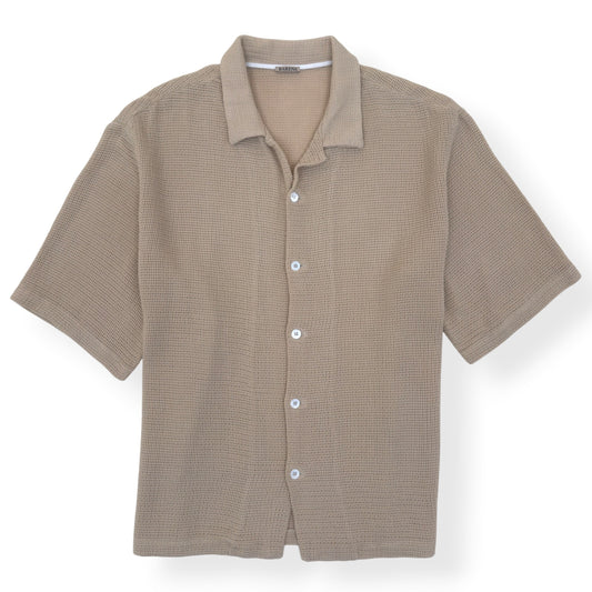 BARENA VENEZIA WAFFLE KNIT SHORT SLEEVE SHIRT BEIGE 54 / XL | XL, Beige