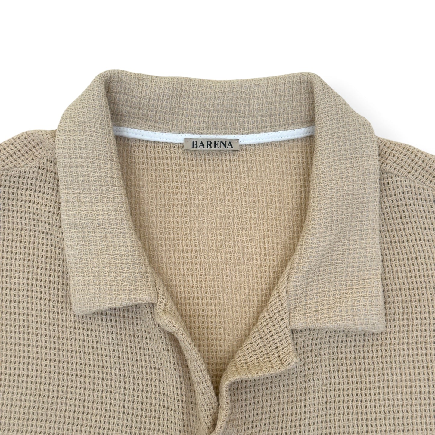 BARENA VENEZIA WAFFLE KNIT SHORT SLEEVE SHIRT BEIGE 54 / XL | XL, Beige