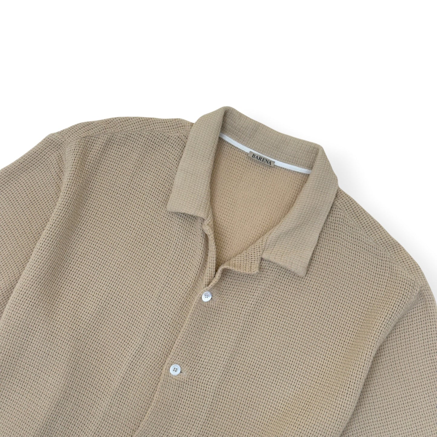 BARENA VENEZIA WAFFLE KNIT SHORT SLEEVE SHIRT BEIGE 54 / XL | XL, Beige