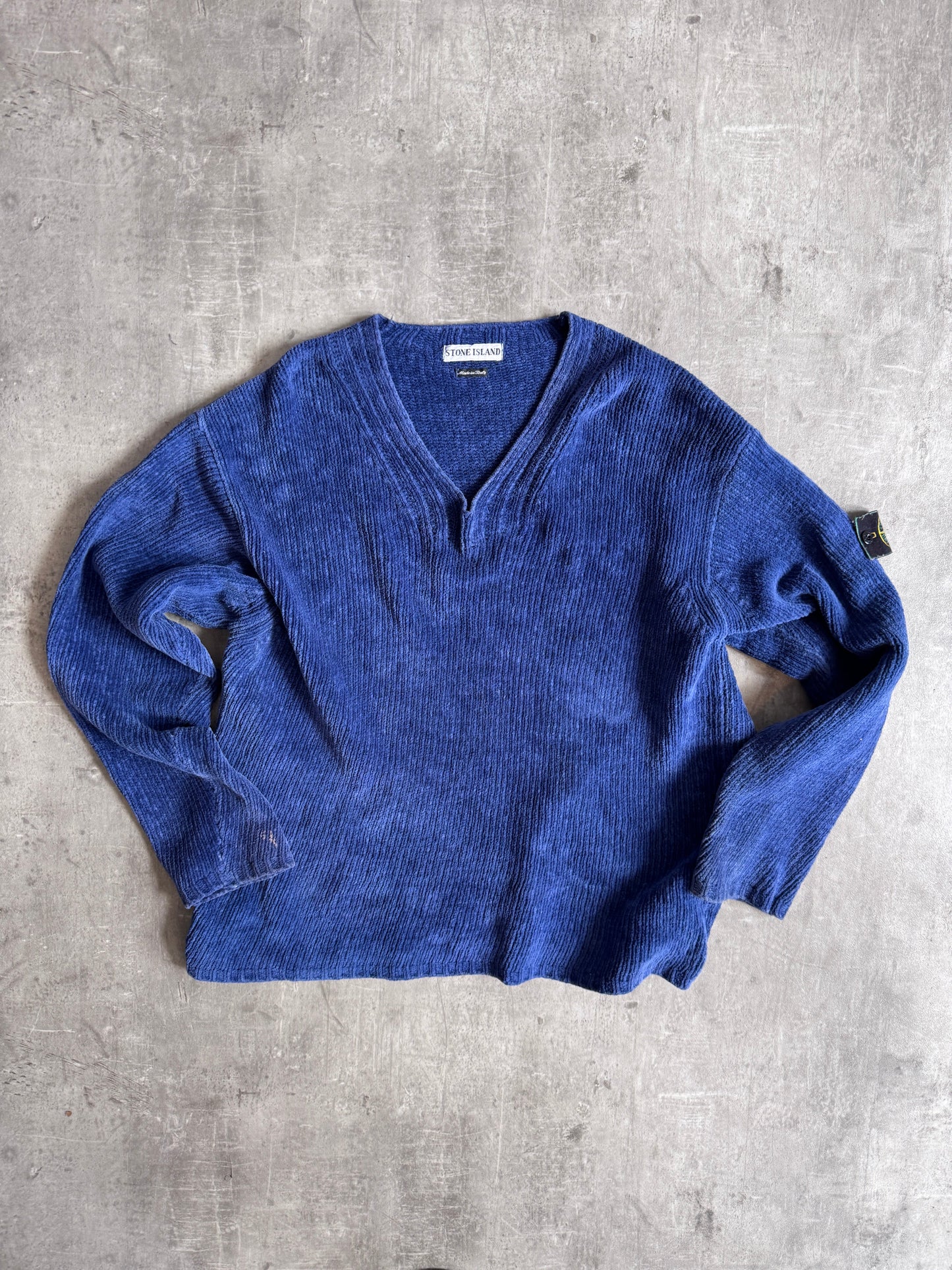 A/W1997 Stone Island Blue Chenille Knit Sweater