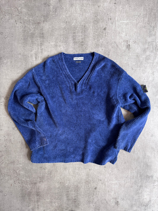 A/W1997 Stone Island Blue Chenille Knit Sweater