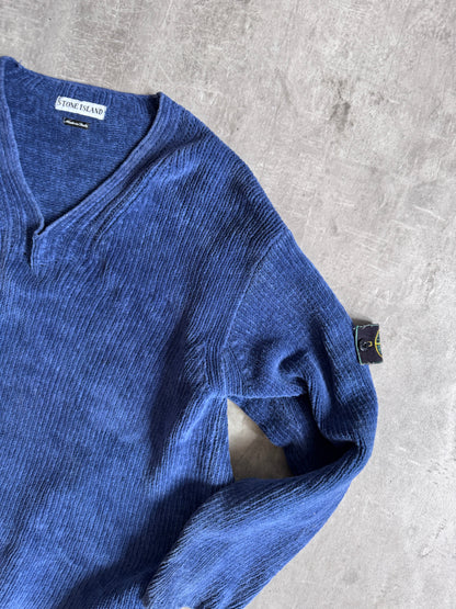 A/W1997 Stone Island Blue Chenille Knit Sweater