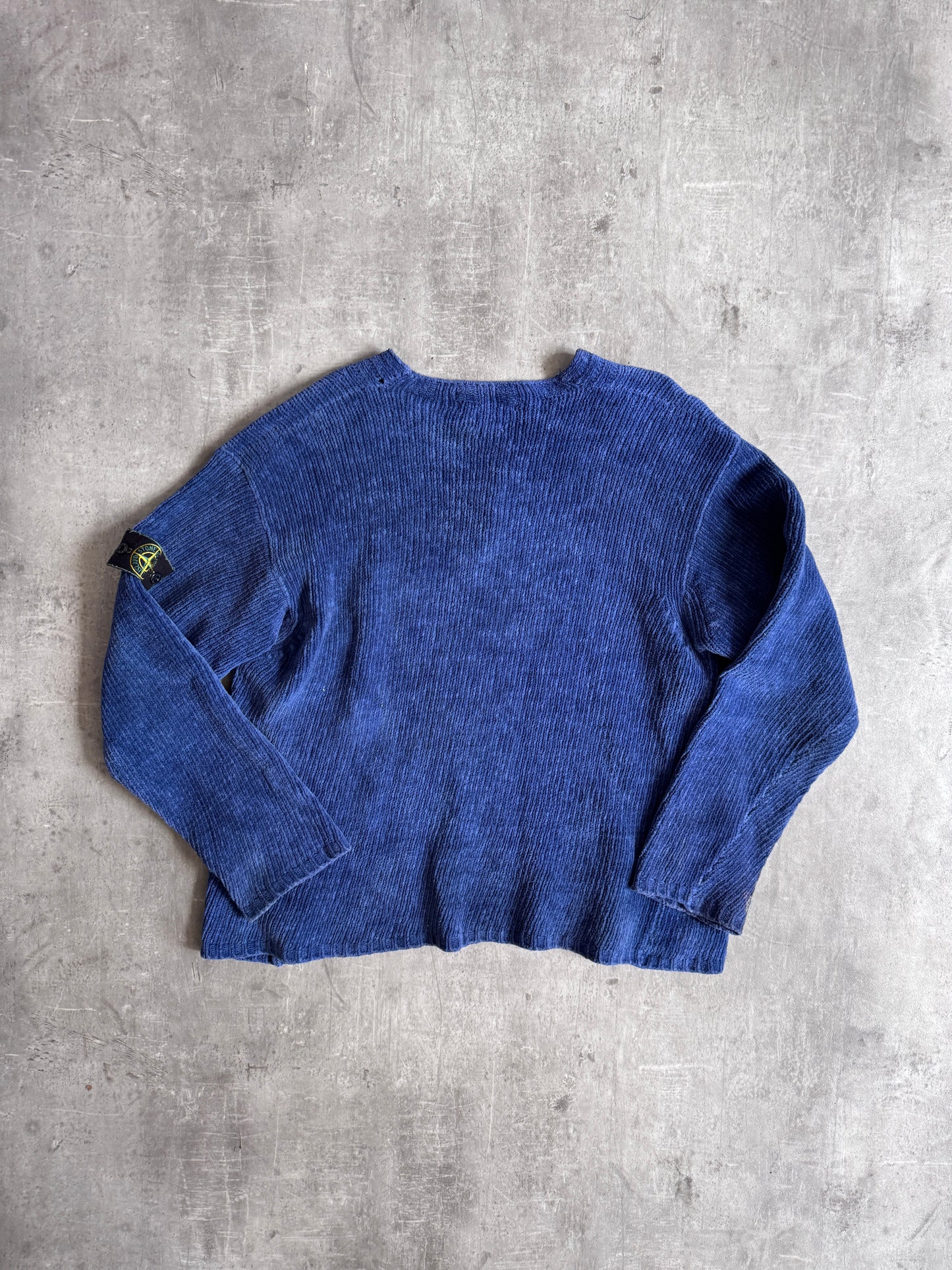 A/W1997 Stone Island Blue Chenille Knit Sweater