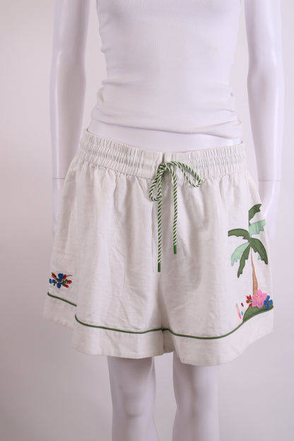 Zimmermann Palm Tree Shorts White 16 | O/S, White