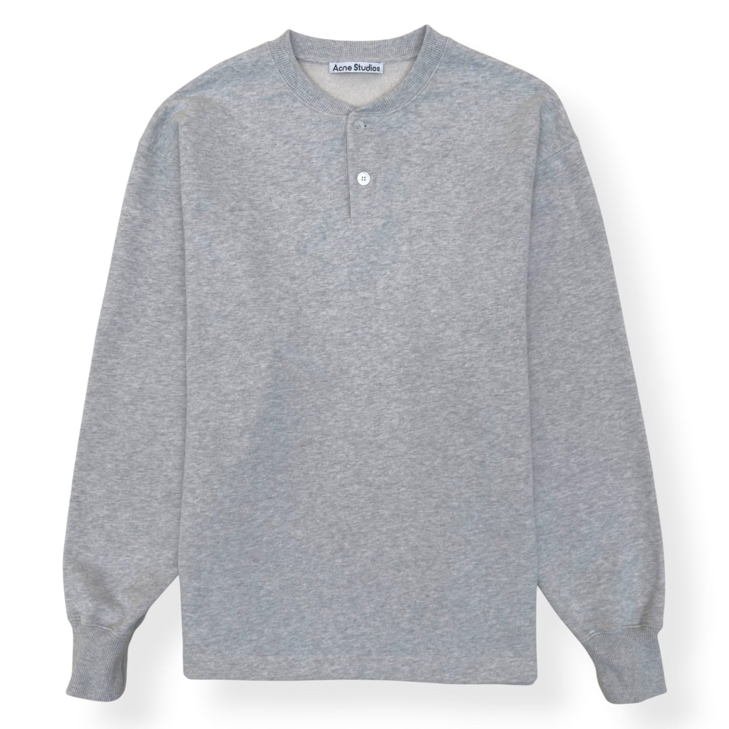 ACNE STUDIOS LOGO HENLEY SWEATSHIRT GREY L | Large, Grey