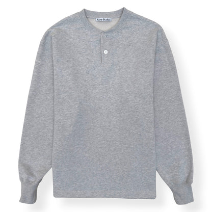 ACNE STUDIOS LOGO HENLEY SWEATSHIRT GREY L | Large, Grey