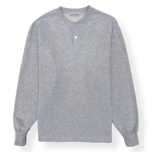 ACNE STUDIOS LOGO HENLEY SWEATSHIRT GREY L | Large, Grey