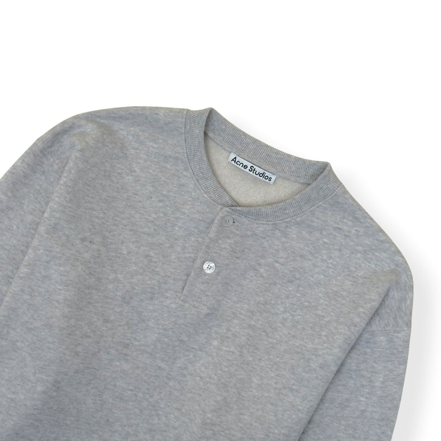 ACNE STUDIOS LOGO HENLEY SWEATSHIRT GREY L | Large, Grey