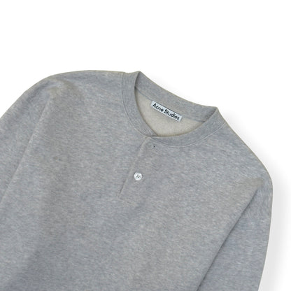 ACNE STUDIOS LOGO HENLEY SWEATSHIRT GREY L | Large, Grey