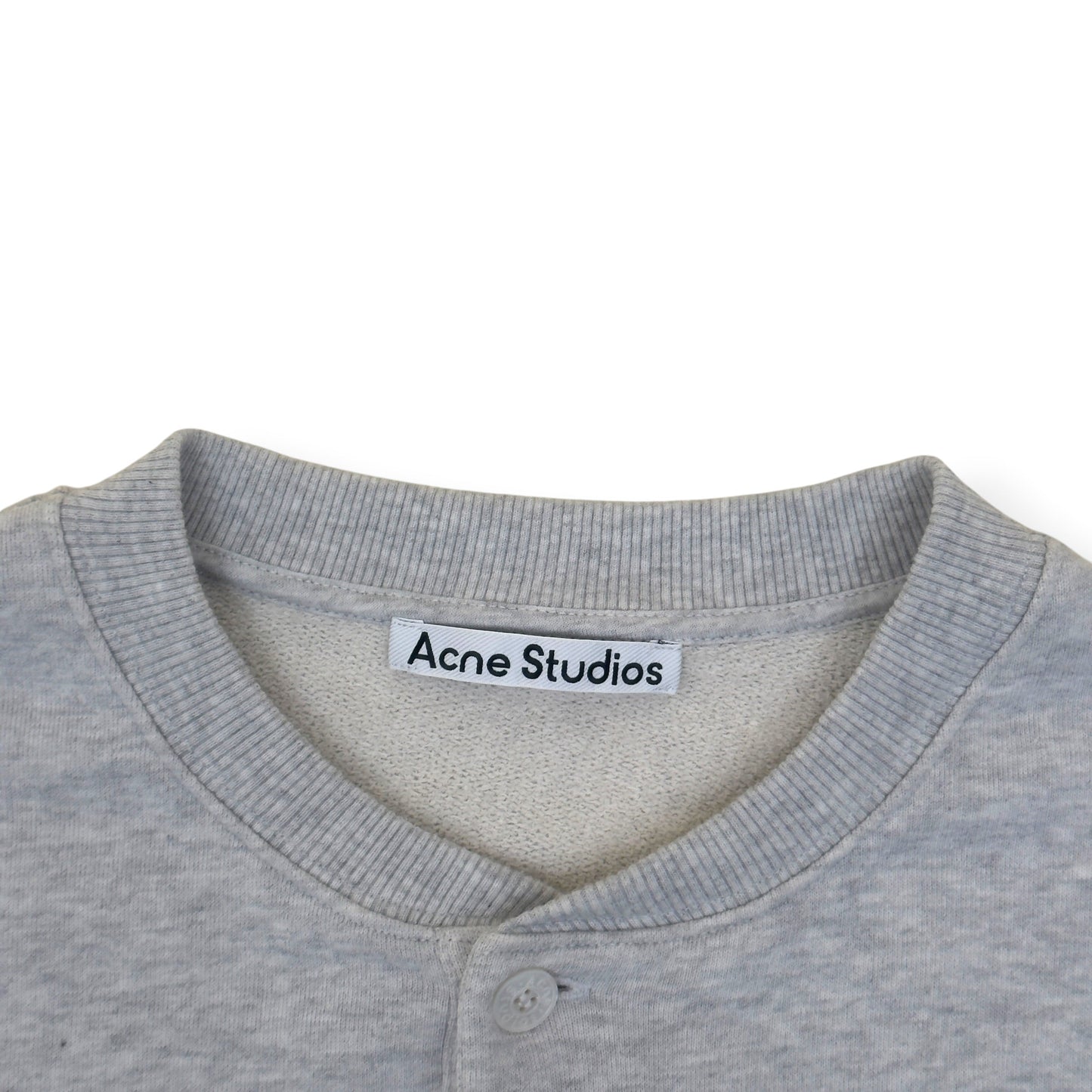 ACNE STUDIOS LOGO HENLEY SWEATSHIRT GREY L | Large, Grey