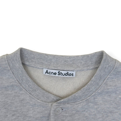 ACNE STUDIOS LOGO HENLEY SWEATSHIRT GREY L | Large, Grey
