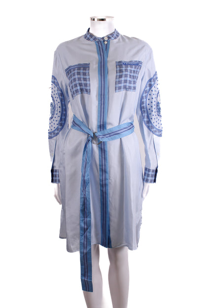 Burberry Monument Printed Satin Shirt Dress Blue 8 | O/S, Blue