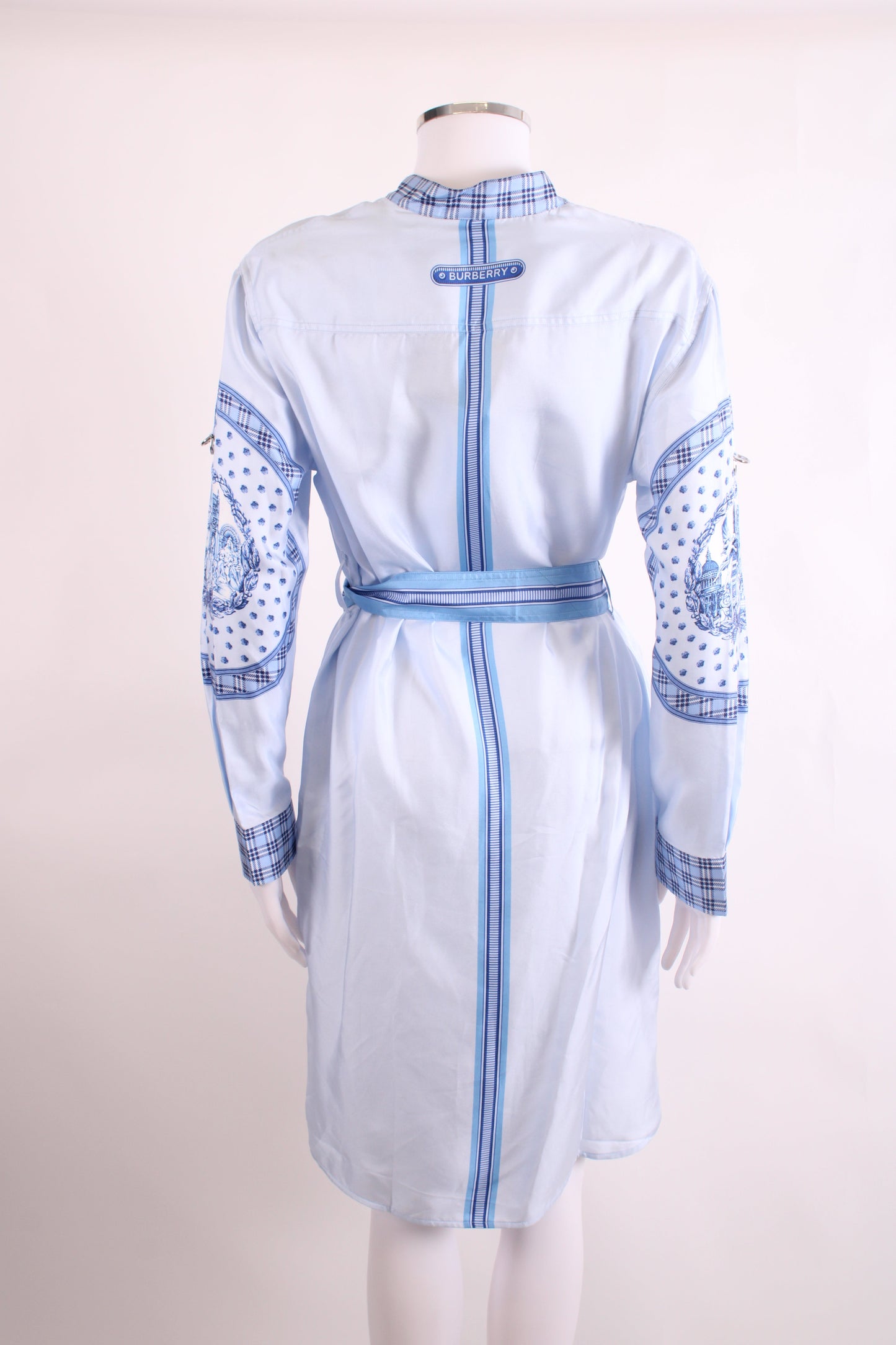 Burberry Monument Printed Satin Shirt Dress Blue 8 | O/S, Blue