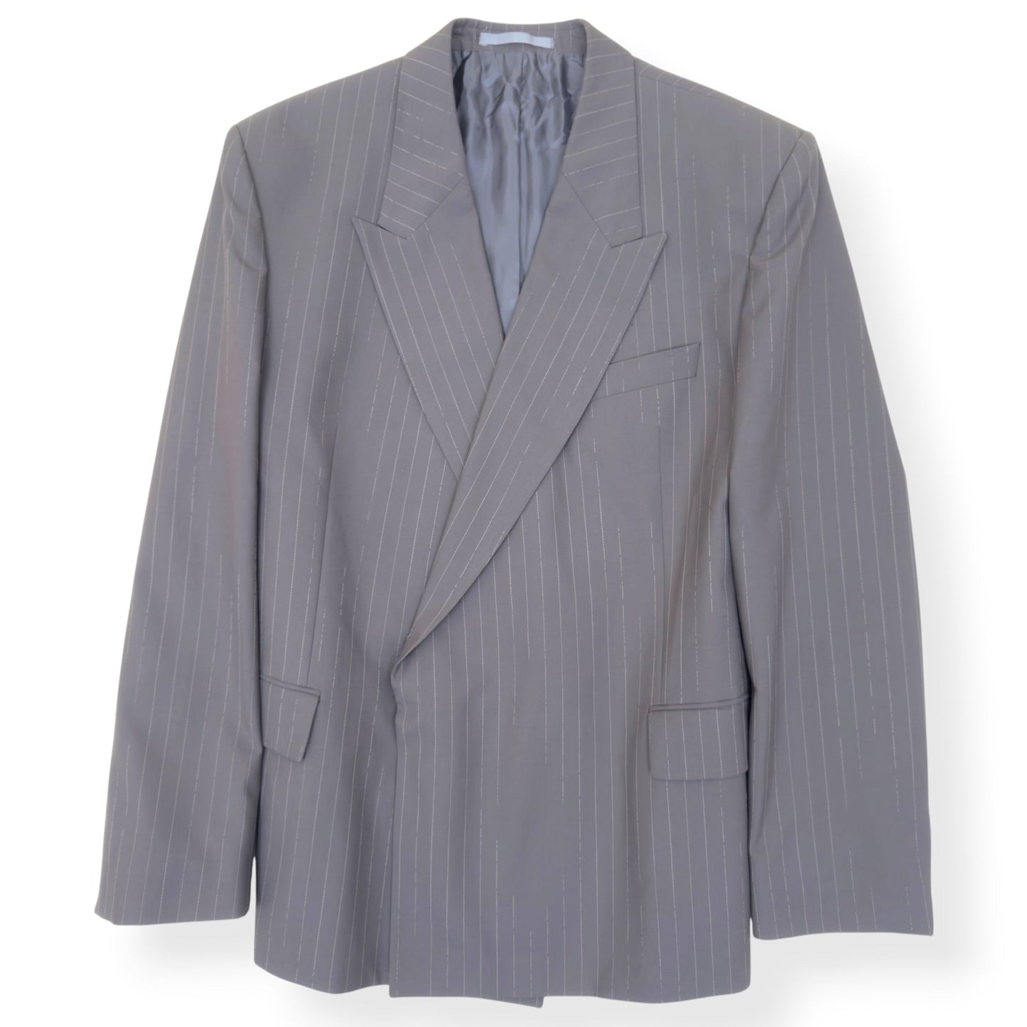 BOSS EDITORIAL PINSTRIPE DOUBLE BREASTED BLAZER GREY 54 / XL | XL, Grey